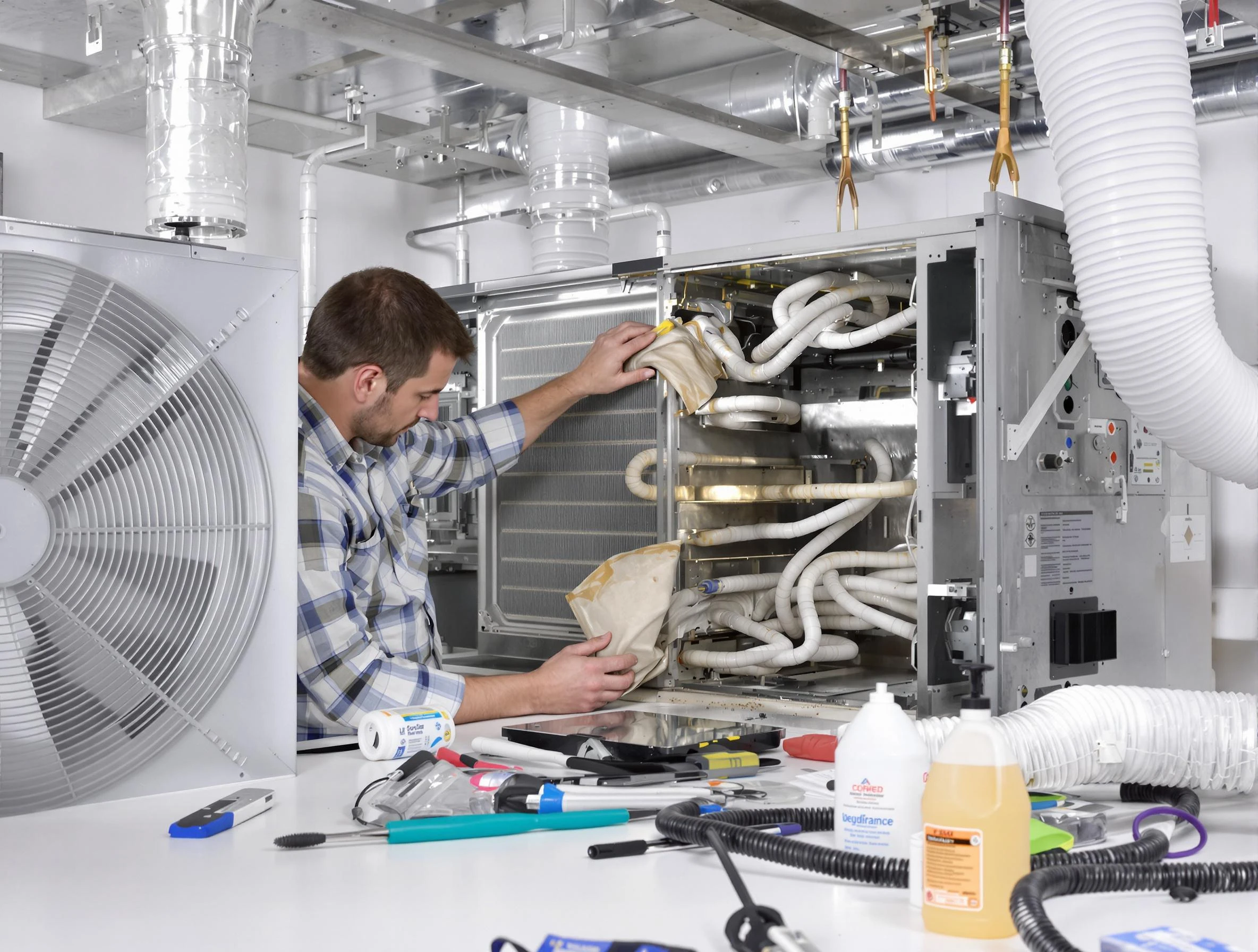 Meadowbrook Air Duct Cleaning specialist performing precision AC coil cleaning in Meadowbrook